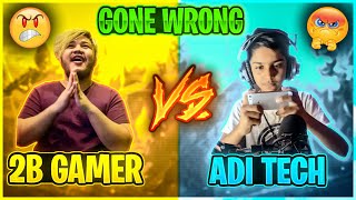 Noobda😡 Aditech FF Vs 2B Gamer 😡 आजा 1 vs 1 में  Fight Gone Wrong Garena Freefire [upl. by Asirehc941]