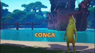 Fortnite CONGA Emote SLOWED To 75 Speed Feat Peely amp Crew [upl. by Ennaid]