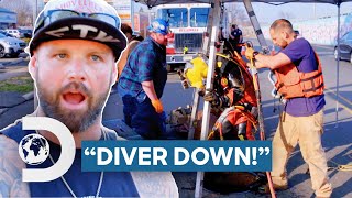 Diver Gets Pushed Back By Sewage When He Removes Blockage  Sewer Divers [upl. by Houlberg]