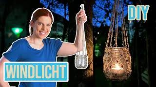 Makramee Windlicht einfach selber machen aus Marmeladenglas und Paketschnur [upl. by Danita]