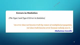 ERRORS IN STATISTICS TYPE I AND TYPE II ERRORS [upl. by Mahau332]