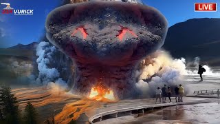 Horrible Today live Footage Yellowstone hot springs park erupting again Threaten thousands of goer [upl. by Cato328]