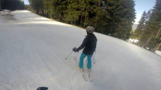 Beginners Skiing Slushy Green Marvel Run Grand Massif France [upl. by Rusticus]