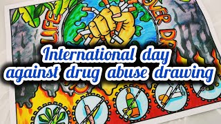 No tobacco day poster drawing  No smoking easy chart project idea  Drug Abuse Drawing [upl. by Garcon]