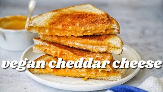 THE BASICS HOMEMADE VEGAN CHEDDAR CHEESE AND GRILLED CHEESE  PLANTIFULLY BASED [upl. by Xela]