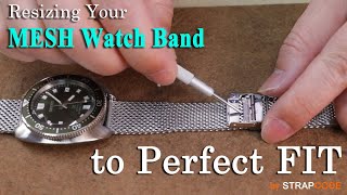 How to Adjust a Milanese Mesh Watch Band Length  Shorten a Mesh Band  Strapcode [upl. by Ailemaj]