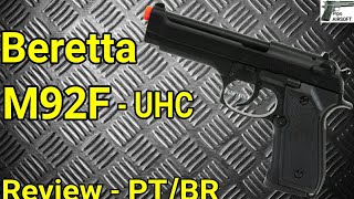 Pistola Airsoft spring Beretta M92F UA958BH da UHC  ReviewUnboxing  PTBR [upl. by Aivlys112]