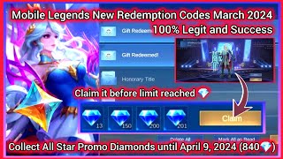 No limit  Mobile Legend New redemption code March 26 2024  MLBB Redeem Codes today New Update [upl. by Sessilu]