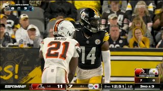 George Pickens vs Denzel Ward amp Martin Emerson 2023 wk 2  WR vs CB Matchup [upl. by Mateya55]