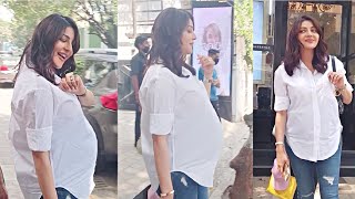 Pregnant Kajal Aggarwal First Time Flaunts Her Baby Bump In Public [upl. by Monroy]