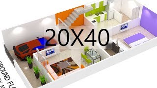 20X40 House plan 3d view by nikshail [upl. by Llekcir]