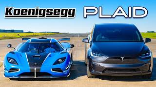 Koenigsegg v Model X Plaid DRAG RACE [upl. by Greenquist]