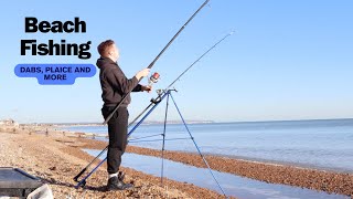 Beach Fishing UK  Shore Fishing For Dabs and Plaice On A Very Pleasant Winters Day [upl. by Ennirak]