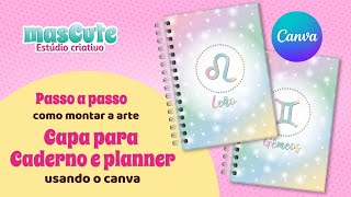 DIY  Como fazer arte capa cadernoplanner no canva  PAP  encadernação e papelaria [upl. by Leinto294]