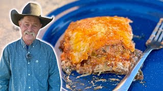 Zesty Mexican Lasagna Recipe with a Cowboy Twist cowboycooking castiron [upl. by Ymorej137]