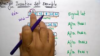 Insertion sort example  Straight  Data Structures  Lec57  Bhanu Priya [upl. by Akinar]