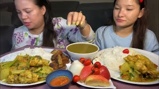 कालो दाल र पिडालुchincken सॅग मुलाmix pork fry jhol mukbang [upl. by Etrem]