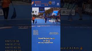 Half marathon new world record  Yomif Kejelcha yomifkejelcha ethopia marathon worldrecord [upl. by Purpura]