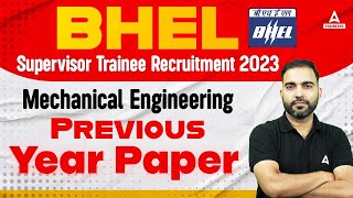 BHEL Supervisor Trainee Recruitment 2023 Mechanical Engineering Previous Year Paper by Rk sir [upl. by Orme]