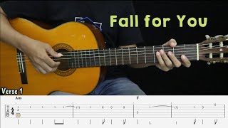 Fall For You  Secondhand Serenade  Fingerstyle Guitar Tutorial  TAB amp Lyrics [upl. by Ishmael]