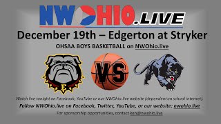 NWOhiolive HS Basketball  Edgerton at Stryker [upl. by Ahsed]