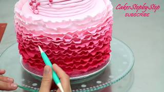 How To Make a Beautiful Ruffle Cake  Easy Cake Design Tutorial by Cakes StepbyStep [upl. by Rhodes]