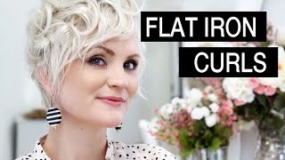 How to Style Short Hair  Flat Iron Curls [upl. by Blinni]