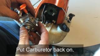 How to clean adjust and fix common carburetor problems on a Stihl FS90 trimmer weedeater [upl. by Lema905]