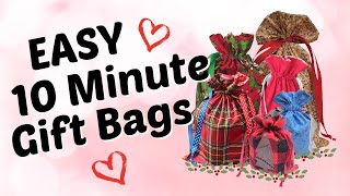 Sew an Easy 10 Minute Fabric Gift Bag [upl. by Enyallij]