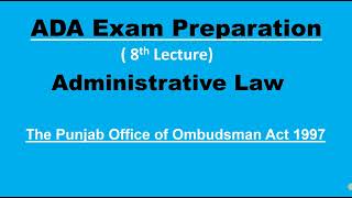 8th Lecture Administrative Law Ombudsman [upl. by Raab]