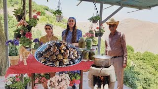 wood stove build picking Fresh Grape Leaves and cooking Dolma  village life [upl. by Mapel]