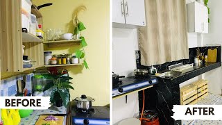 BEDSITTER KITCHEN MAKEOVER kitchenmakeover studioapartment transformation [upl. by Nared]