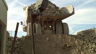 Dumping into crusher at LafargeHolcims Marblehead Quarry [upl. by Ait854]