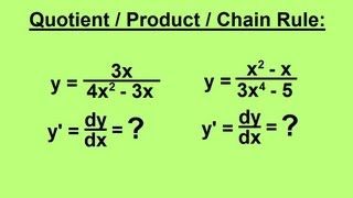 Calculus 1 CH 3 Derivatives 4 of 24 Quotient Rule [upl. by Llenrev966]