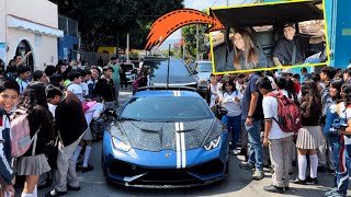 Llevé a mi sobrina A SU ESCUELA en mi LAMBORGHINI y CYBERTRUCK y así REACCIONARON  ManuelRivera11 [upl. by Brenan]