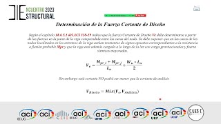 100 ESTUDIO de la CORTANTE de DISEÑO en VIGAS SMF  ACI 318  2019 [upl. by Rog]