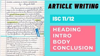 ARTICLE WRITING  ISC 1112 [upl. by Owiat]