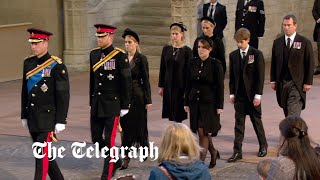 In full Queen Elizabeth IIs grandchildren stand vigil at her coffin [upl. by Arondell]