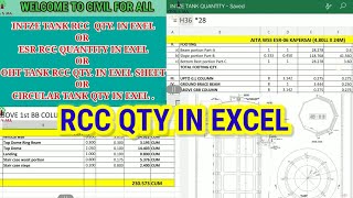 INTZE TANK RCC BBS IN EXCEL OhtRccBbsinExcel ESRbbs RCCBbsInExcelSheet CircularTankQtyinExcel [upl. by Immot786]