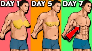 7 Min 7 Day 7 Beginner Exercises For Chest Fat LOSE MAN BOOBS [upl. by Anitsirhcairam]