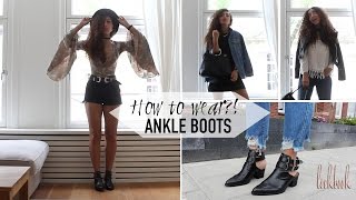 How to wear CUT OUT ANKLE BOOTS lookbook [upl. by Edlihtam9]