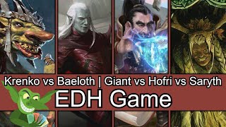 No blue for you Krenko vs Baeloth  Raised by Giants vs Hofri vs Saryth edh cmdr game play [upl. by Wynny639]