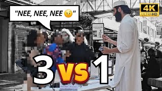 3 CHRISTENEN VS 1 MOSLIM  Discussie over Jezus en DrieEenheid  Straatdawah Bijlmer [upl. by Nebeur]