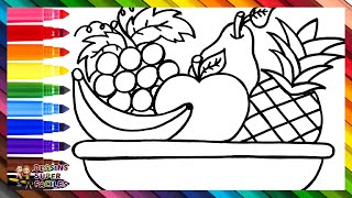 Dessine et Colorie un Panier de Fruits 🍎🍌🍇🍍🍐🌈 Dessins pour Enfants [upl. by Annaegroeg]