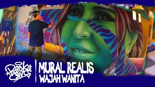 Menggambar Mural Graffiti Realis Portrait Wajah Wanita Real Time RECKCNVS [upl. by Silvia87]