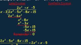 Dividing Polynomials and The Remainder Theorem Part 1 [upl. by Yaja]