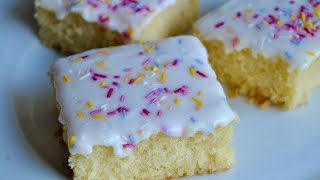 School Dinner Sprinkle Cake Tray Bake Recipe [upl. by Melodie]