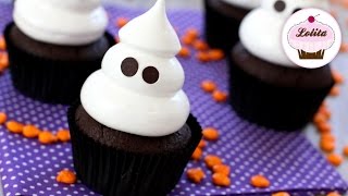 Receta de cupcakes para Halloween en forma de fantasma  Cupcakes fáciles [upl. by Silloh17]