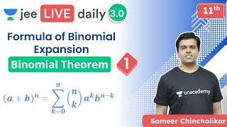 JEE 2022 Binomial Theorem L1  Formula of Binomial Expansion  Unacademy JEE  Sameer Chincholikar [upl. by Rumery623]