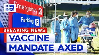 COVID19 vaccination mandate scrapped for Queensland health workers  9 News Australia [upl. by Damali]